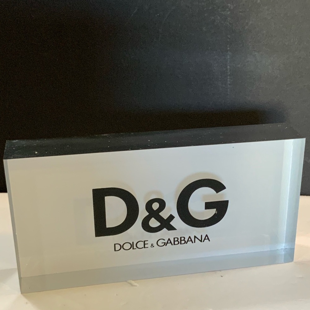 Dolce & Gabbana Logo Plaque Lucite Mirrored Sides Store Display D&G Vintage #52
